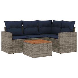 Maison exclusive - salon de jardin 5 pcs avec coussins gris résine tressée