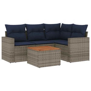 Maison exclusive - salon de jardin 5 pcs avec coussins gris résine tressée