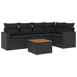 Maison exclusive - salon de jardin 6 pcs avec coussins noir résine tressée