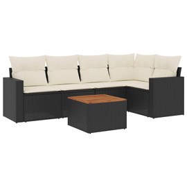 Maison exclusive - salon de jardin 6 pcs avec coussins noir résine tressée
