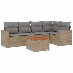 Maison exclusive - salon de jardin avec coussins 6pcs mélange beige résine tress