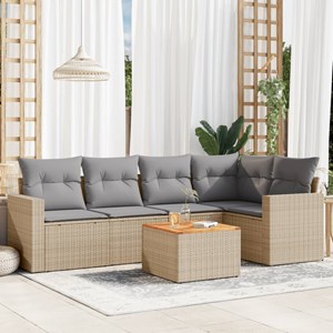 Maison exclusive - salon de jardin avec coussins 6pcs mélange beige résine tress