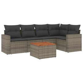 Maison exclusive - salon de jardin 6 pcs avec coussins gris résine tressée