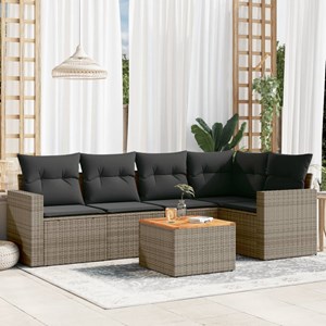 Maison exclusive - salon de jardin 6 pcs avec coussins gris résine tressée