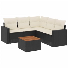 Maison exclusive - salon de jardin 6 pcs avec coussins noir résine tressée