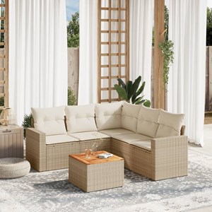 Maison exclusive - salon de jardin avec coussins 6 pcs beige résine tressée