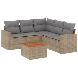 Maison exclusive - salon de jardin avec coussins 6pcs mélange beige résine tress
