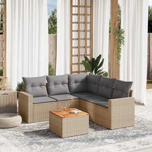Maison exclusive - salon de jardin avec coussins 6pcs mélange beige résine tress