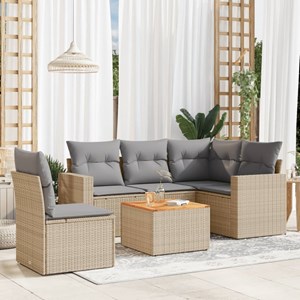 Maison exclusive - salon de jardin avec coussins 6pcs mélange beige résine tress