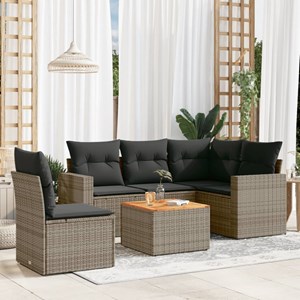 Maison exclusive - salon de jardin 6 pcs avec coussins gris résine tressée