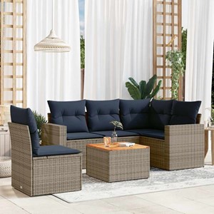 Maison exclusive - salon de jardin 6 pcs avec coussins gris résine tressée