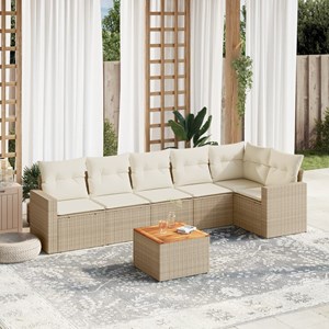 Maison exclusive - salon de jardin avec coussins 7 pcs beige résine tressée