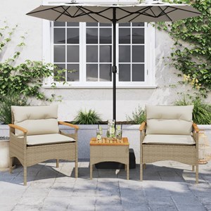 Maison exclusive - salon de jardin avec coussins 3 pcs beige résine tressée