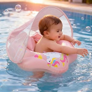 Bouée bébé anti-uv licorne - rose &nbsp; 12-36 mois