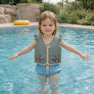 Gilet de natation enfant - rayures vertes