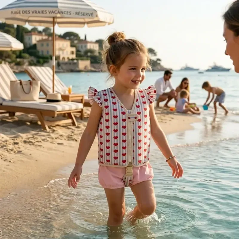 Gilet de natation pour enfant en néoprène rose
