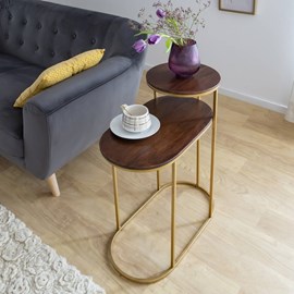 Bout de canapé deux plateaux en métal