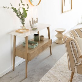 Console bois de manguier et marbre hari