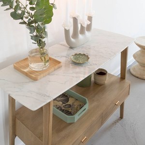 Console bois de manguier et marbre hari