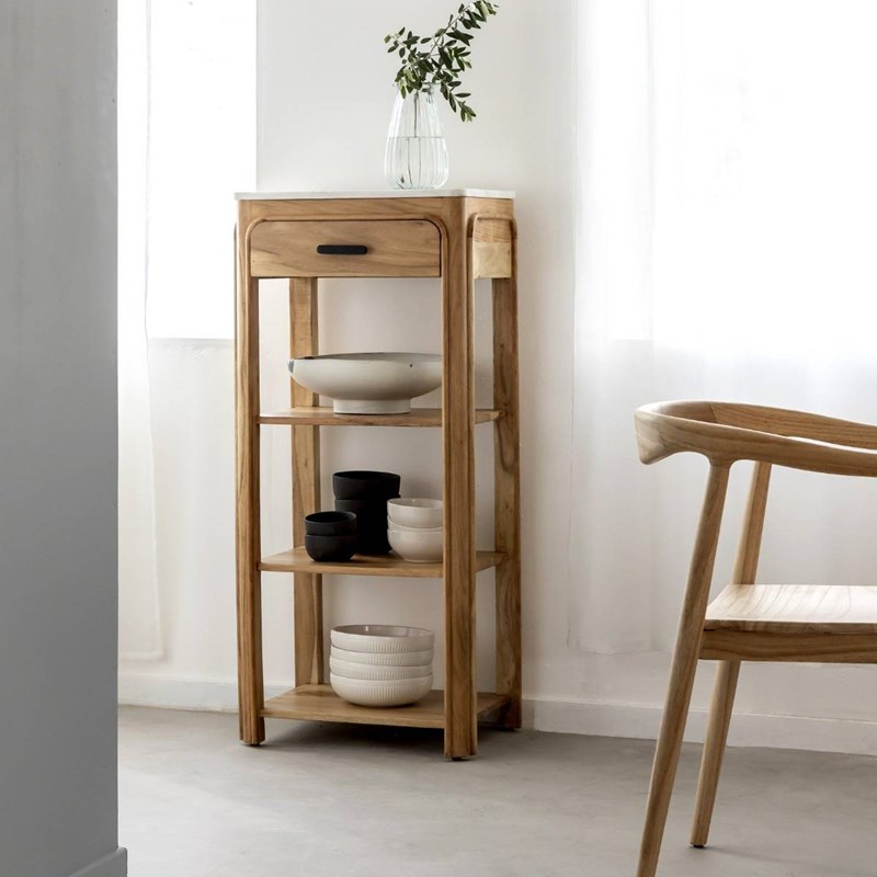 Made In Meubles - Console bois acacia et marbre
