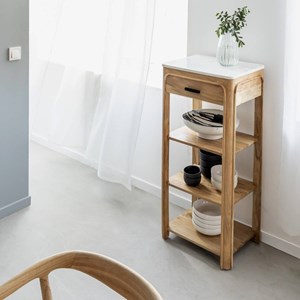 Console bois acacia et marbre