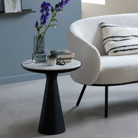 Bout de canapé aluminium marbre