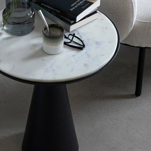 Bout de canapé aluminium marbre