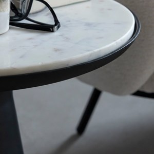 Bout de canapé aluminium marbre