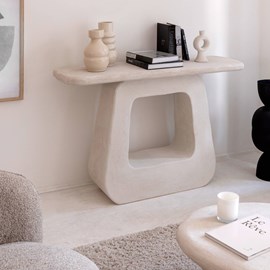 Console bois effet béton blanc