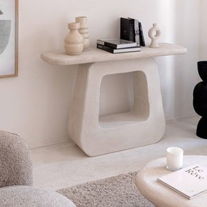 Console bois effet béton blanc
