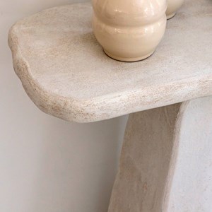 Console bois effet béton blanc