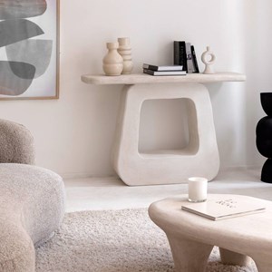 Console bois effet béton blanc