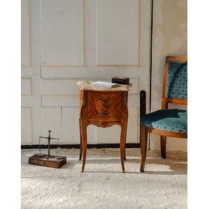 Table de chevet en bois et marbre n°1281