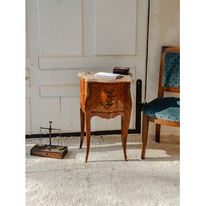 Table de chevet en bois et marbre n°1281