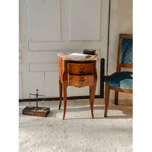 Table de chevet en bois et marbre n°1281