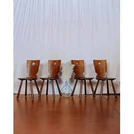 Paire de chaises en bois foncé n°1413