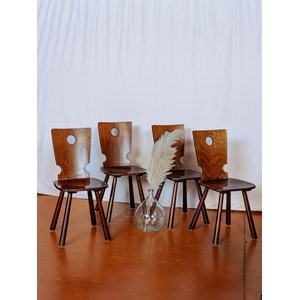 Paire de chaises en bois foncé n°1413