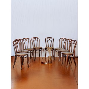 Chaise en similicuir marron et bois n°1112