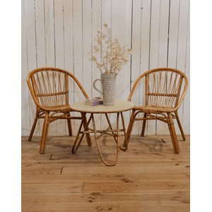 Ensemble de table et de deux fauteuils en rotin n°21