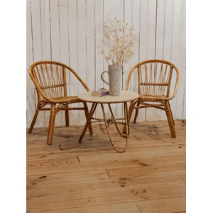 Ensemble de table et de deux fauteuils en rotin n°21