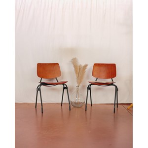 Paire de chaises en métal et bois n°1429