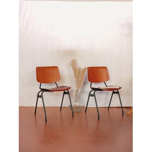 Paire de chaises en métal et bois n°1429