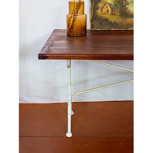 Grande table à manger bistro en bois foncé n°124