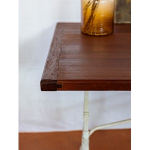 Grande table à manger bistro en bois foncé n°124