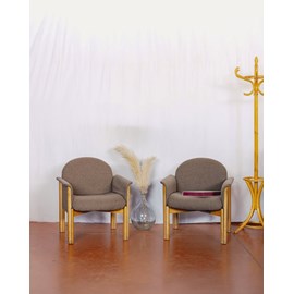 Paire de fauteuils en tissu et bois n°949