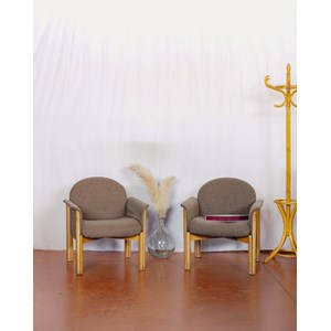 Paire de fauteuils en tissu et bois n°949