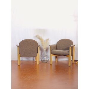 Paire de fauteuils en tissu et bois n°949