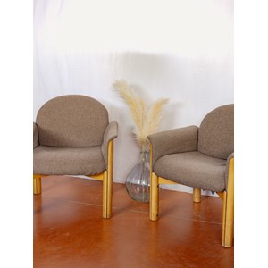 Paire de fauteuils en tissu et bois n°949