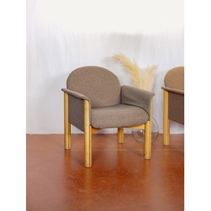 Paire de fauteuils en tissu et bois n°949