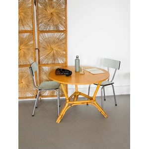 Table à manger en bois clair et bambou n°1280